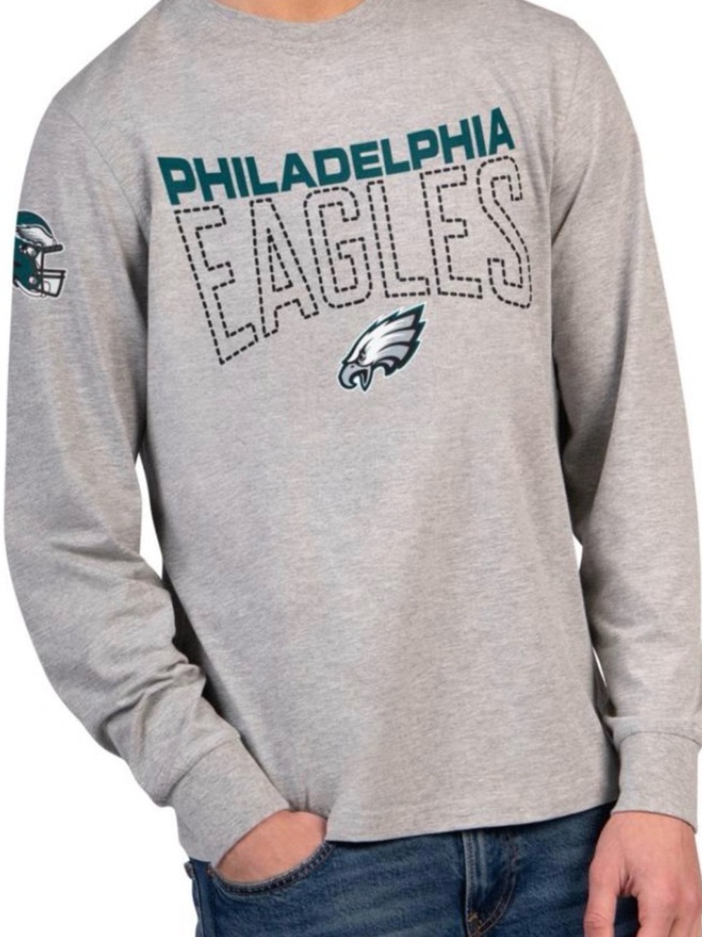 NWOT Retro Starter Men's Philadelphia Eagles 80's Inspired L/S T-Shirt, gray, L